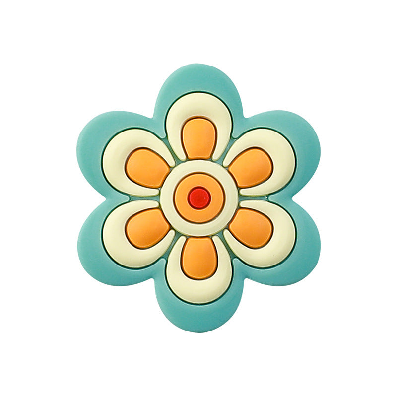 Wholesale 20pcs 3D Silicone Beads Colorful Flower Pattern Beads